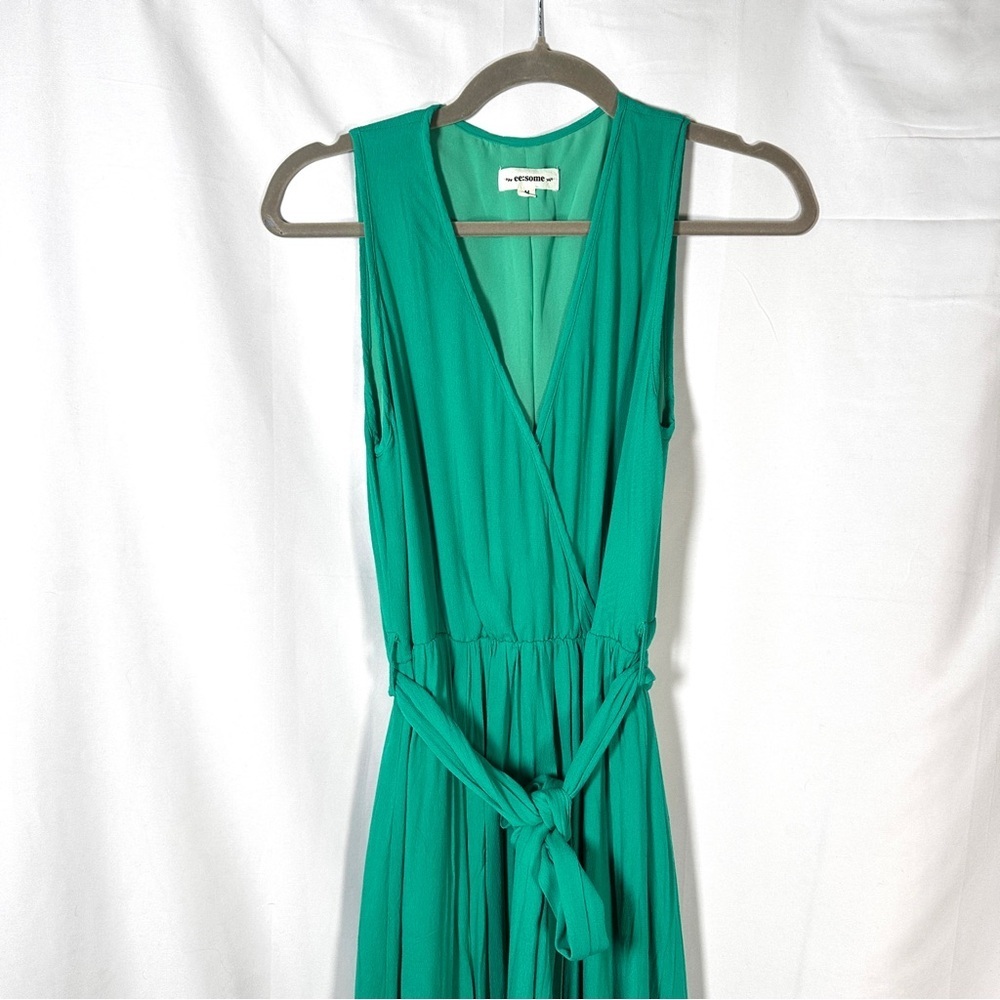 ee:some Emerald Green Wrap Maxi Dress Sleeveless Slit Womens M Wedding Guest - Picture 6 of 15
